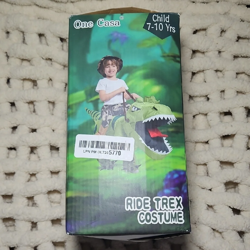 One Casa Inflatable Costume Dinosaur Riding T Rex Air Blow up Party Halloween